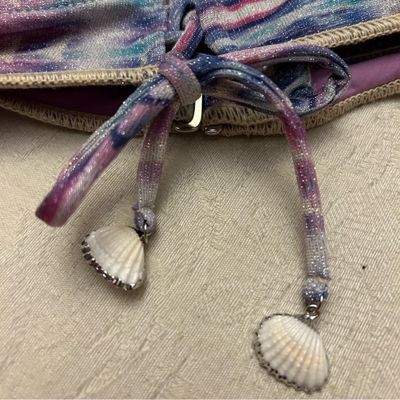 Becca tulum halter bikini TOP with lace up details women size medium - Picture 9 of 9